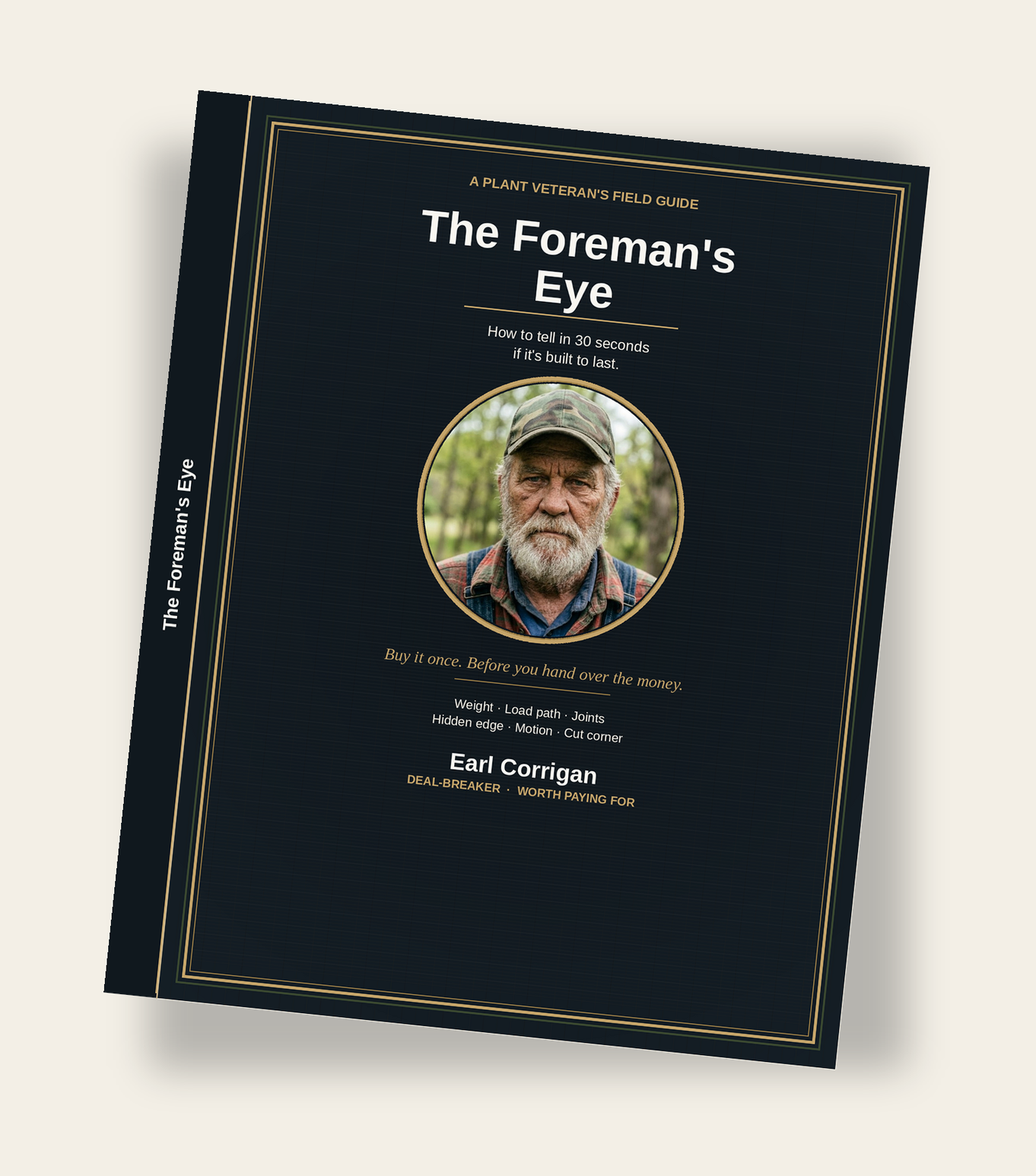 The Foreman's Eye — 3D book mockup by Earl Corrigan